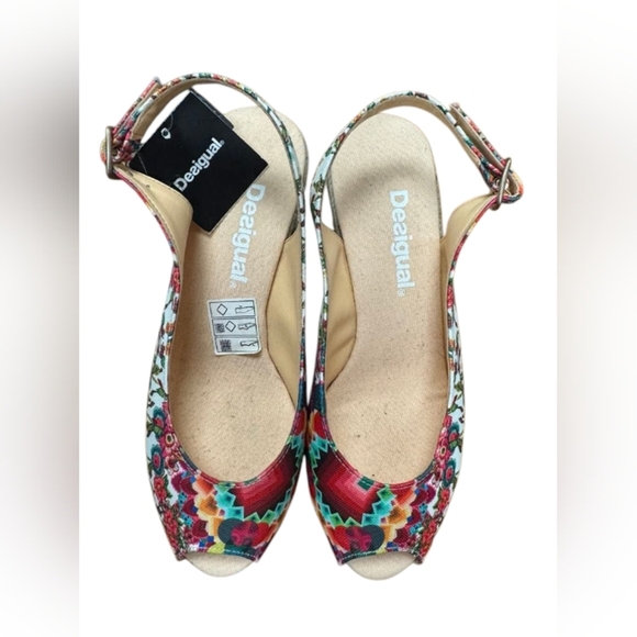 Desigual Lili NWT Espadrille Floral Wedge Heel Slip On Multicoloured Size 36/6W - Picture 5 of 9